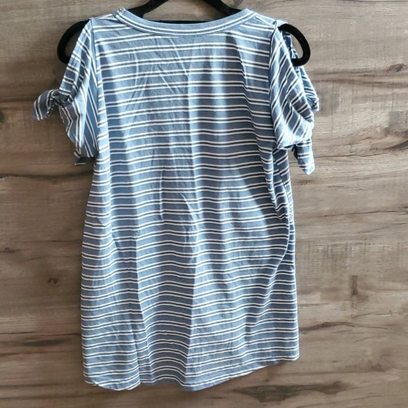 Anthro Left of Center tie sleeve blue tee - Picture 7 of 8